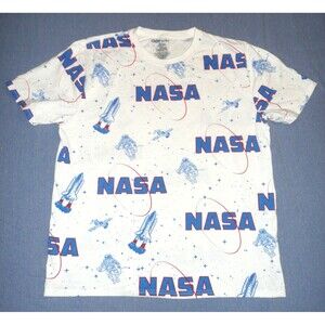 NASA T-Shirt Unisex XL Chemistry White Space All Over Print Graphic Cotton Tee